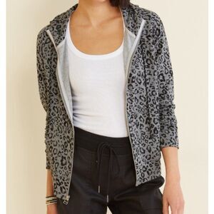 Sundry leopard print hooded zip front jacket sweater hoodie sz 1/small